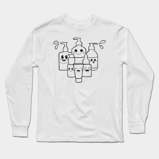 skincare products doodle illustration Long Sleeve T-Shirt